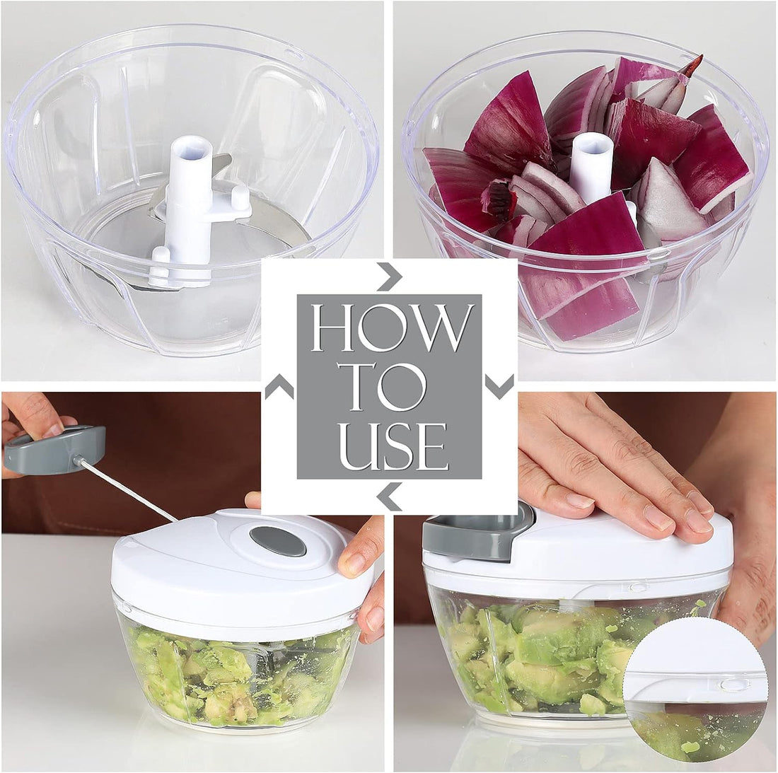 Pull-Cord Vegetable Chopper - Manual Food Chopper