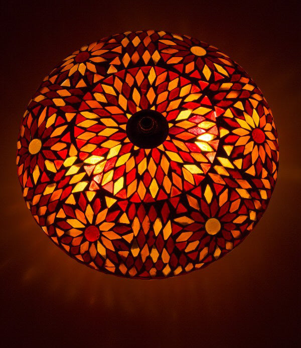 Orientalische Deckenlampe Goa Mosaik orange Bohemian 24 cm