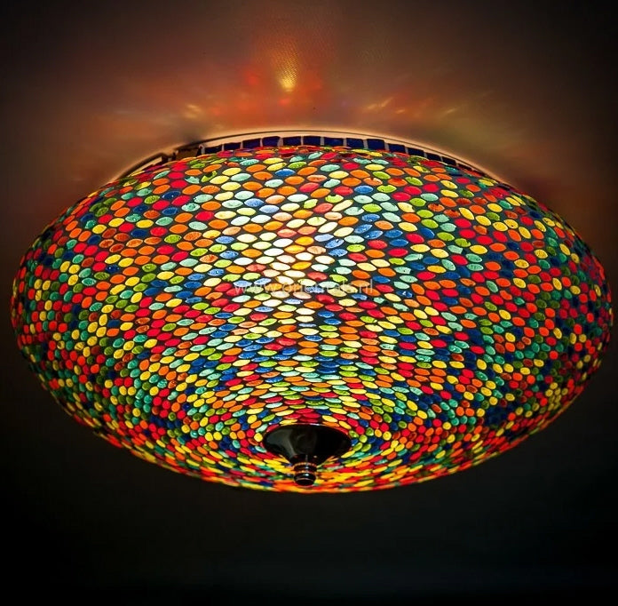Grote oosterse mozaïek plafonnière multicolour – glasmozaïek, Ø 38 cm