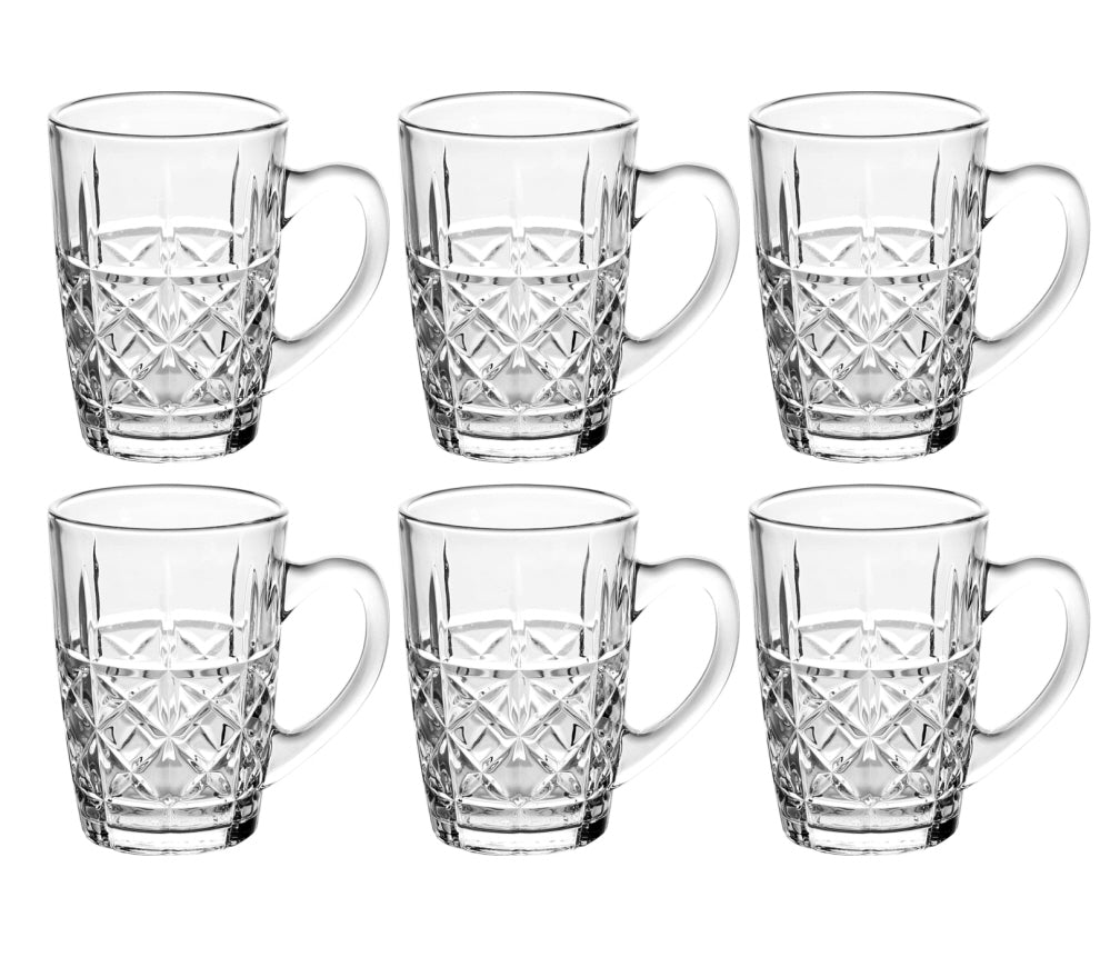 Mugs with handle - Glass set of 6 pcs.