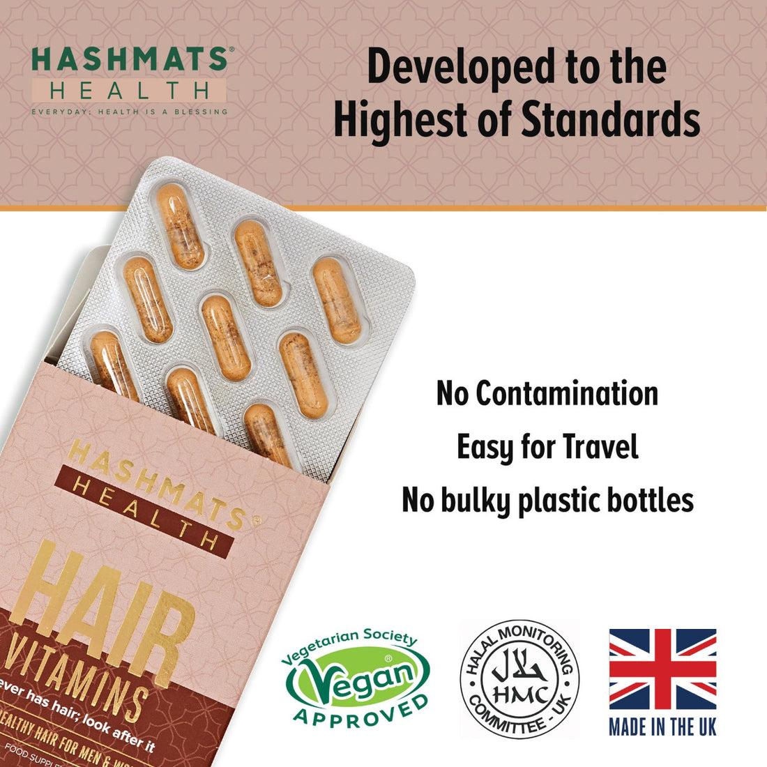 Halal Certified - Hair, Skin & Nail Vitamins - by HASHMATS®