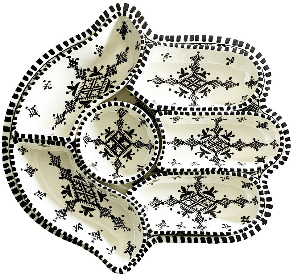 Khamsa schaal serveer set zwart-wit