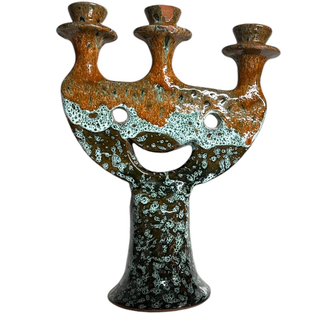 Handmade Moroccan Candle Holder with Face Motif