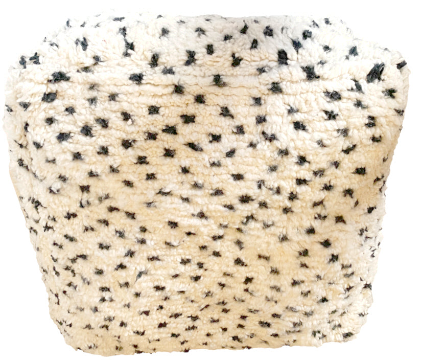 Marokkanischer handgefertigter Berber-Pouffe (Beni Ourain) Flauschiges Bohemian Bodenkissen