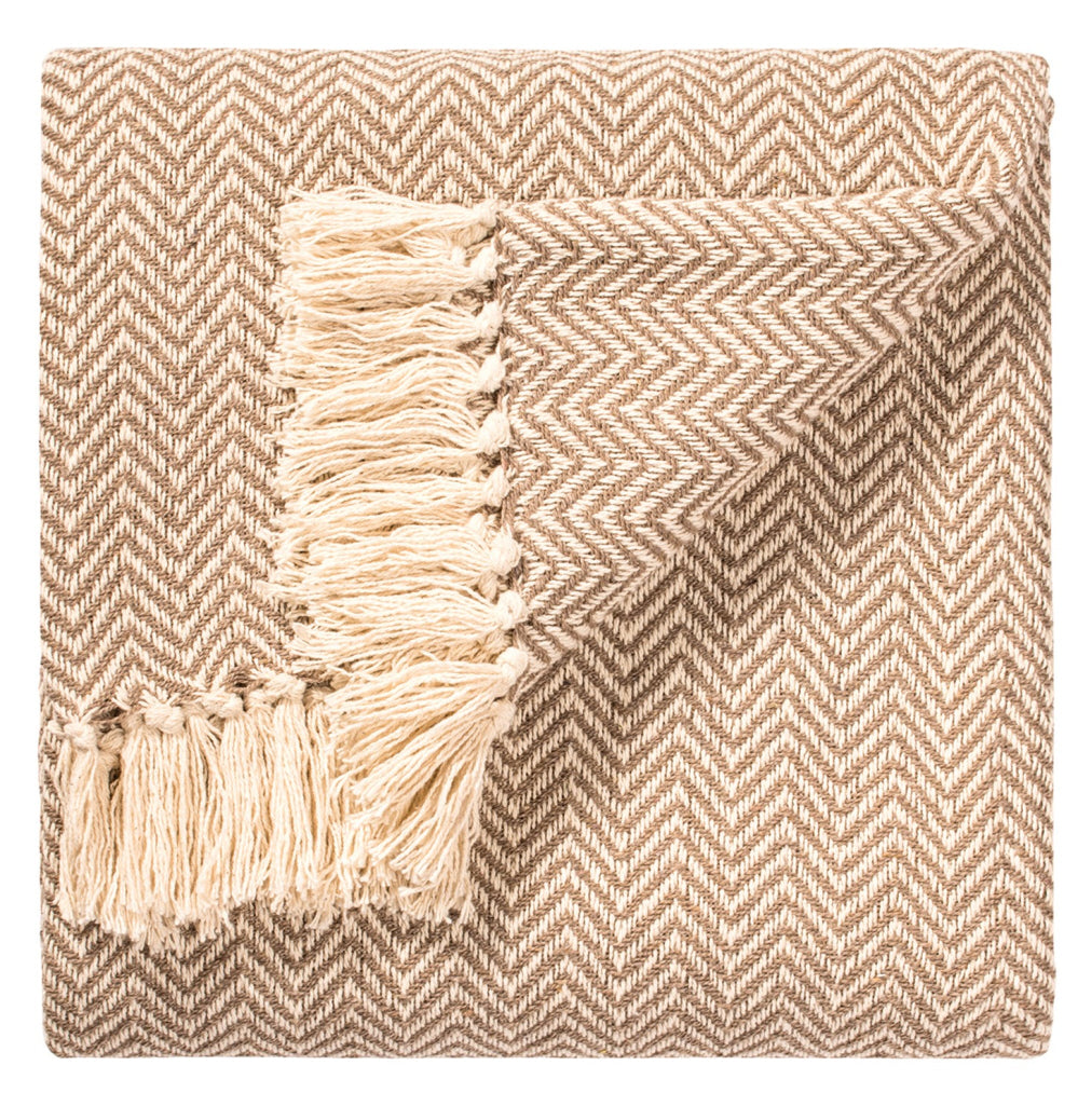 Weiches, handgewebtes Plaid mit Quasten