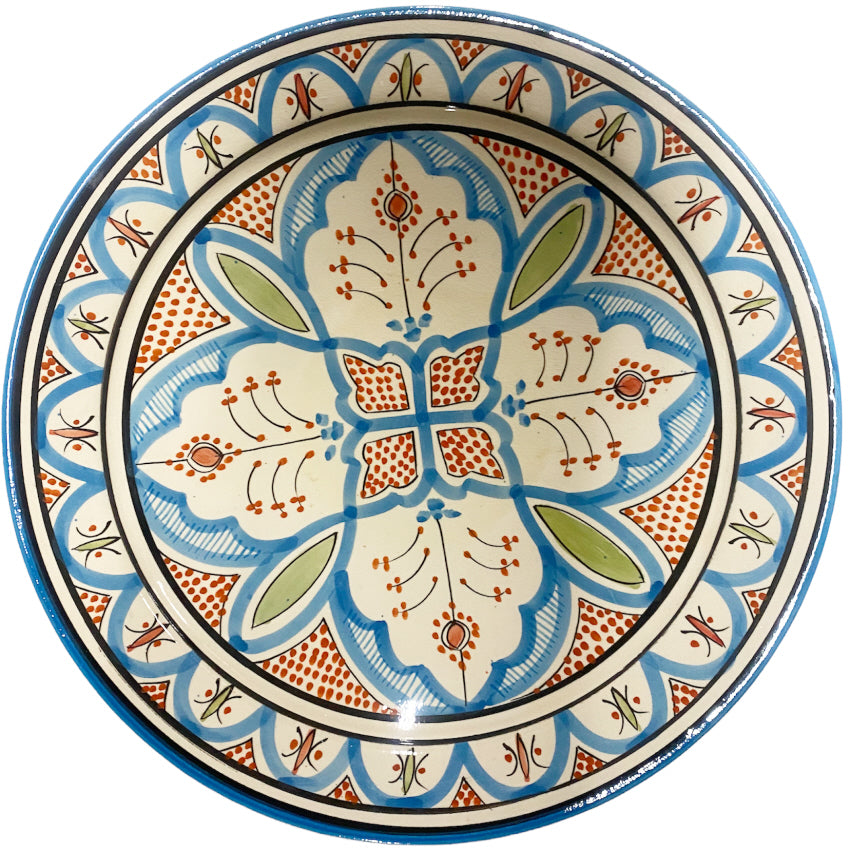 Aardewerk schaal hemelblauw 35cm