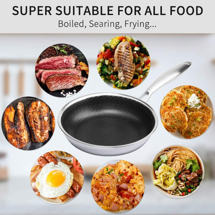 Cainfy super non-stick pro pan - Honeycomb heavy-duty non-stick - Dishwasher and oven safe