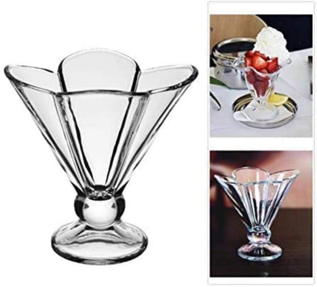 Glazen ijsbekers op voet – set van 6 ijscoupes en dessertglazen, 250 ml