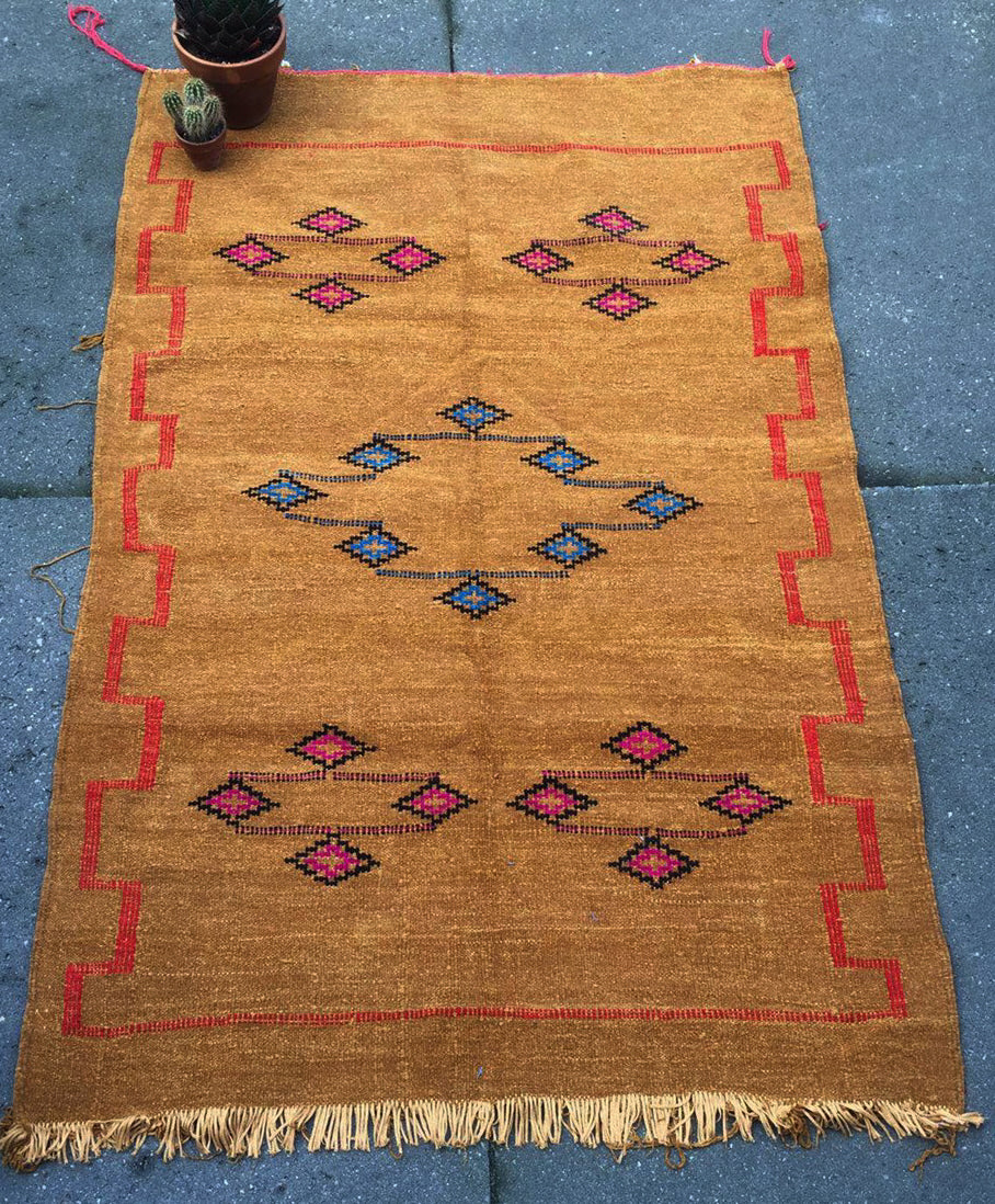Handgeweven Kelim kleed Bruin 150 x 90 cm