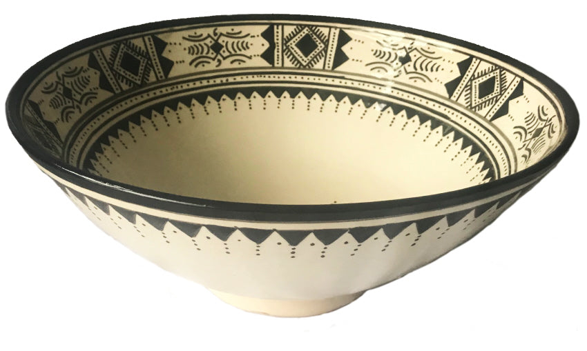 Moroccan Bowl large black and white