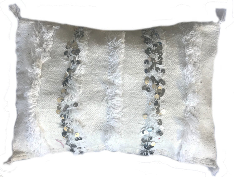 Marokkaanse handira kussen – lange kussenhoes 60 x 40 cm, wol en katoen – foto 2