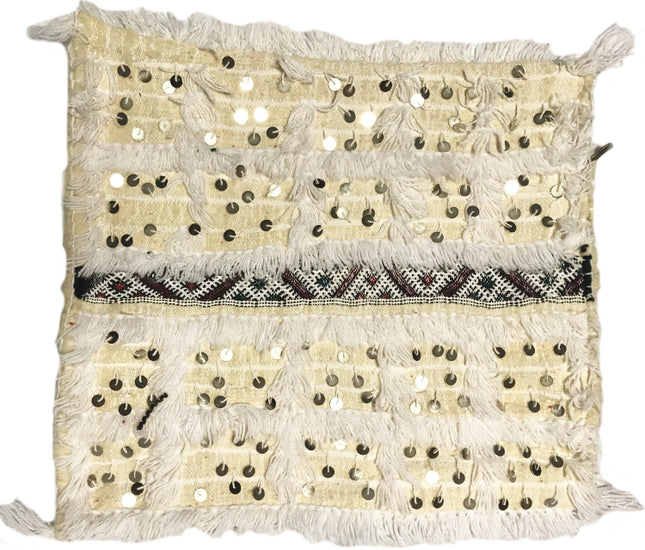 Marokkaans handira kussen van wol en katoen – handgemaakt, 50 x 47 cm