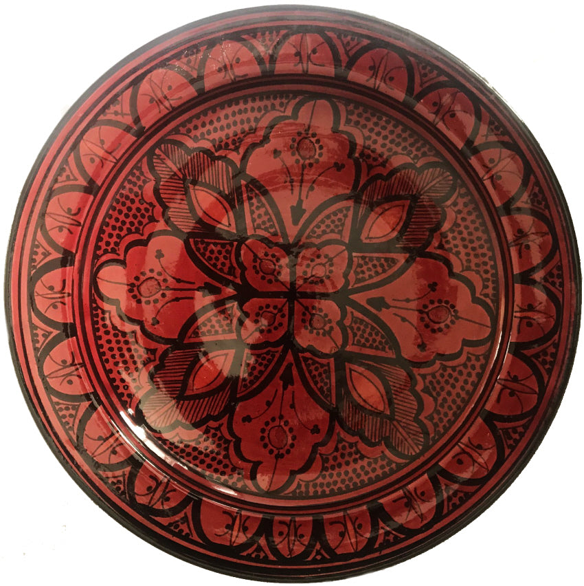 Plat marocain fait main rouge foncé 35 cm
