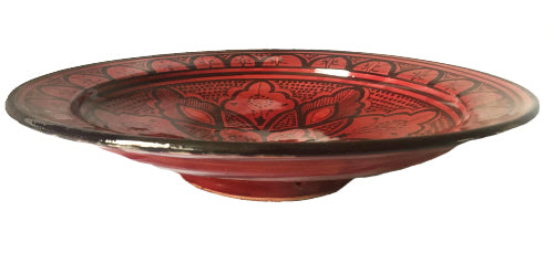 Plat marocain fait main rouge foncé 35 cm