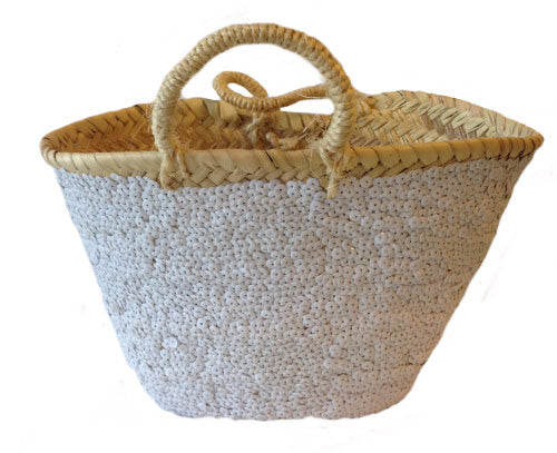 Panier à paillettes blanc