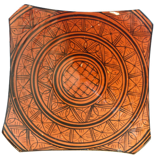 Marokkaanse vierkante schaal Zand – handgemaakt, 28 cm