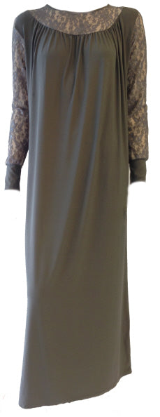 Abaya met kanten mouwen en ronde hals – one size, niet doorschijnend – foto 4