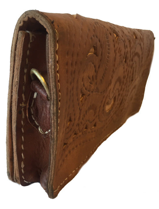 Brown 100% leather clutch