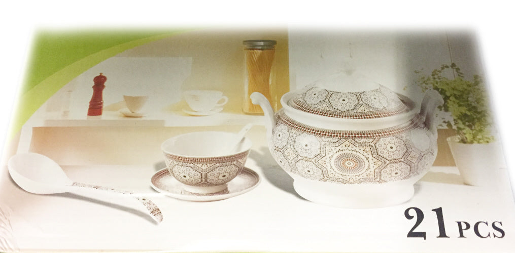 Mosaic Soup Tureen 21-piece set