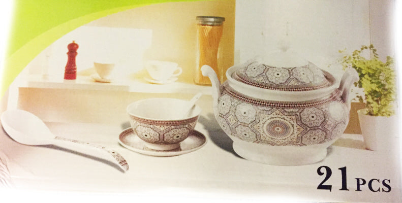 Mosaic Soup Tureen 21-piece set