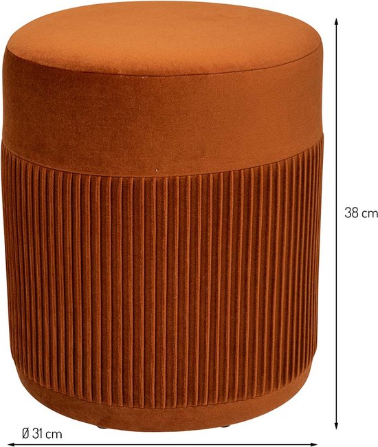 Samthocker Ø 31 cm Jacqueline Orange