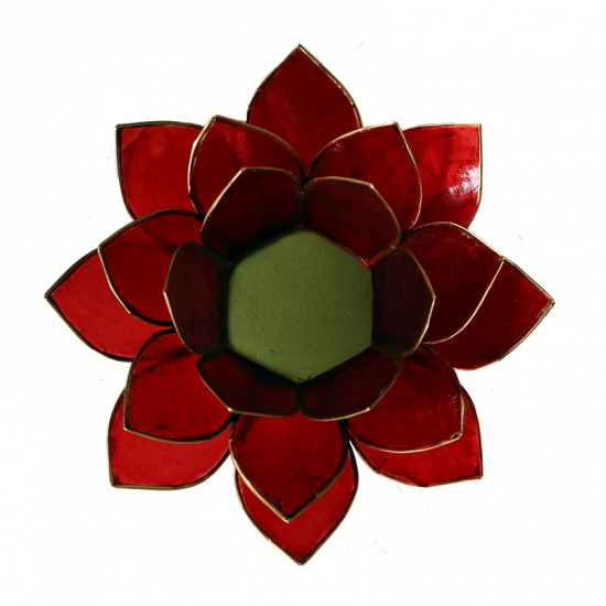 ruby red candle holder with gold rim