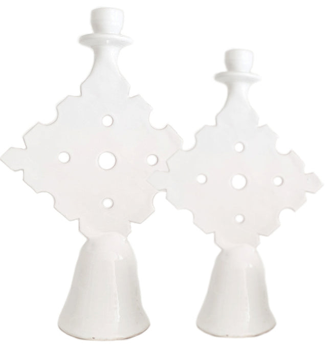 Marokkaanse kandelaar Touareg – wit Tamegroute aardewerk, handgemaakt – foto 2