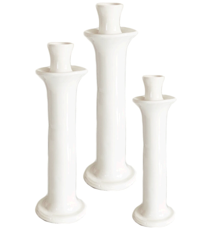 Modern white straight Tamegroute candlestick