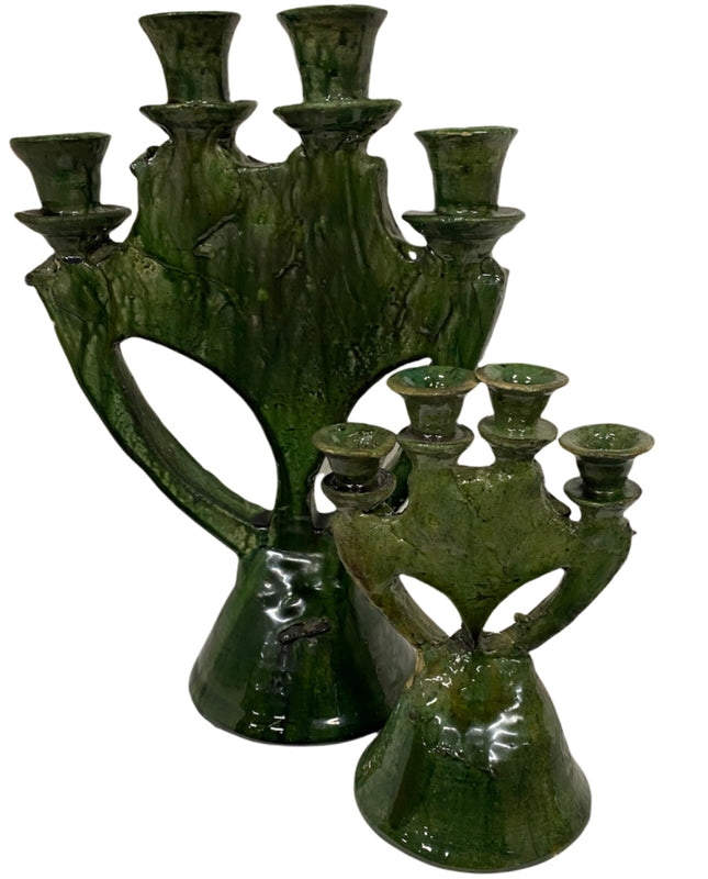 Tamegroute kandelaar – handgemaakt Marokkaans aardewerk, 20 of 32 cm