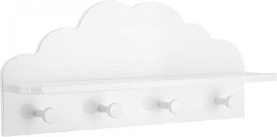 Atmosphera kinderkapstok witte wolk – 4 haken en plankje, MDF, 48 cm breed