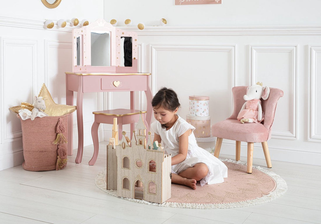 Sphera Schminktisch mit Hocker für Kinder - 59,5 x 29 x 98,5 cm - Rosa