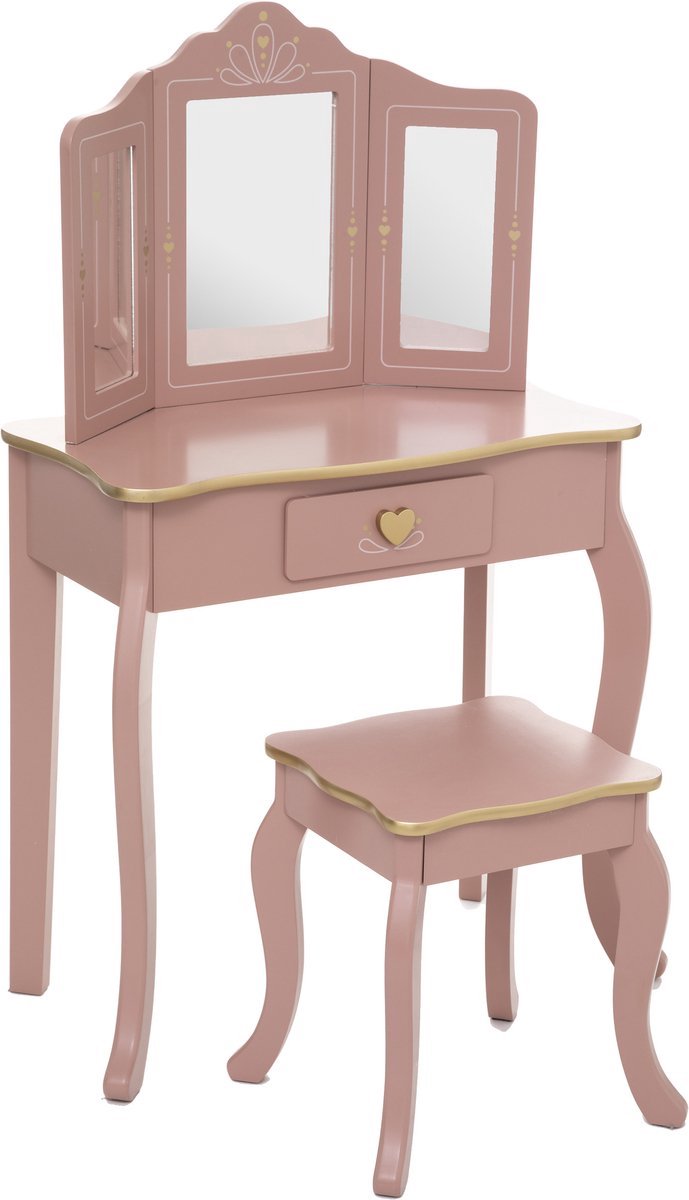 Sphera Schminktisch mit Hocker für Kinder - 59,5 x 29 x 98,5 cm - Rosa