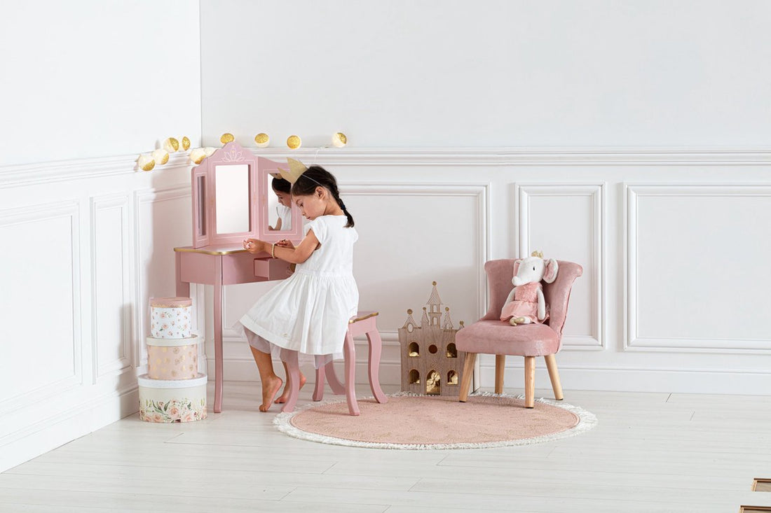 Sphera Schminktisch mit Hocker für Kinder - 59,5 x 29 x 98,5 cm - Rosa