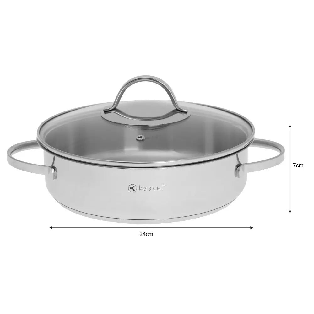 Kassel Alice – Low cooking pot with lid – Ø 24 cm – Stainless steel