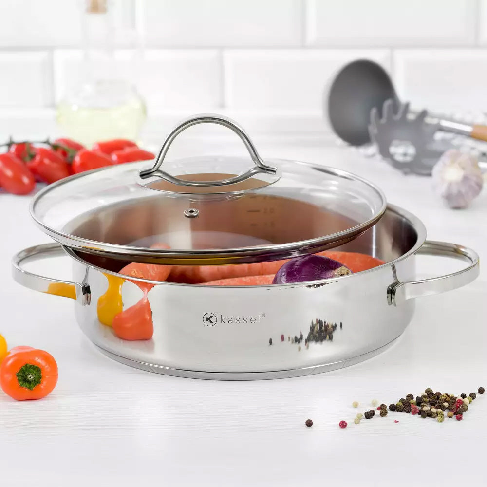 Kassel Alice – Low cooking pot with lid – Ø 24 cm – Stainless steel