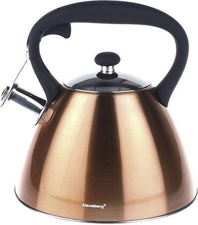 Klausberg KB-7209 fluitketel koper – 3 liter, RVS, ook voor inductie