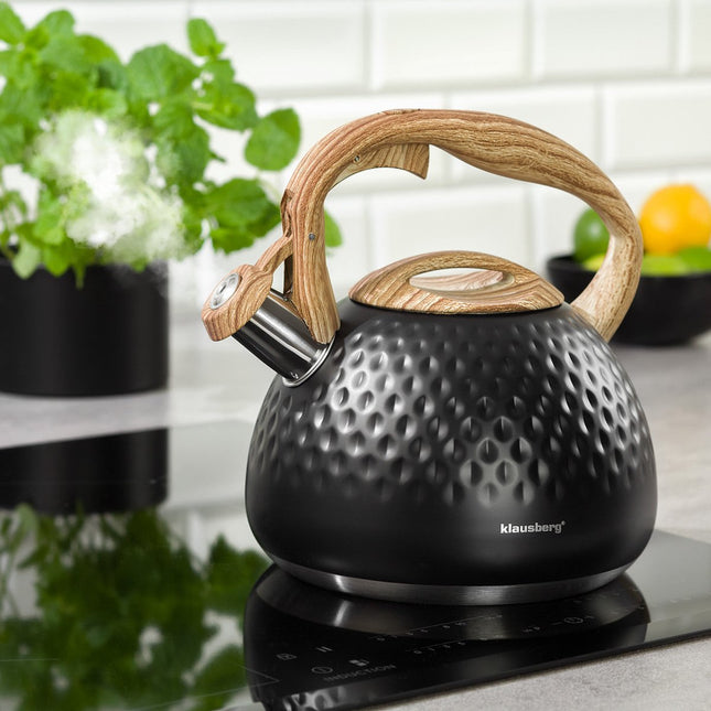 Klausberg KB-7562 fluitketel rvs 2,8 liter – bruin/antraciet, alle warmtebronnen