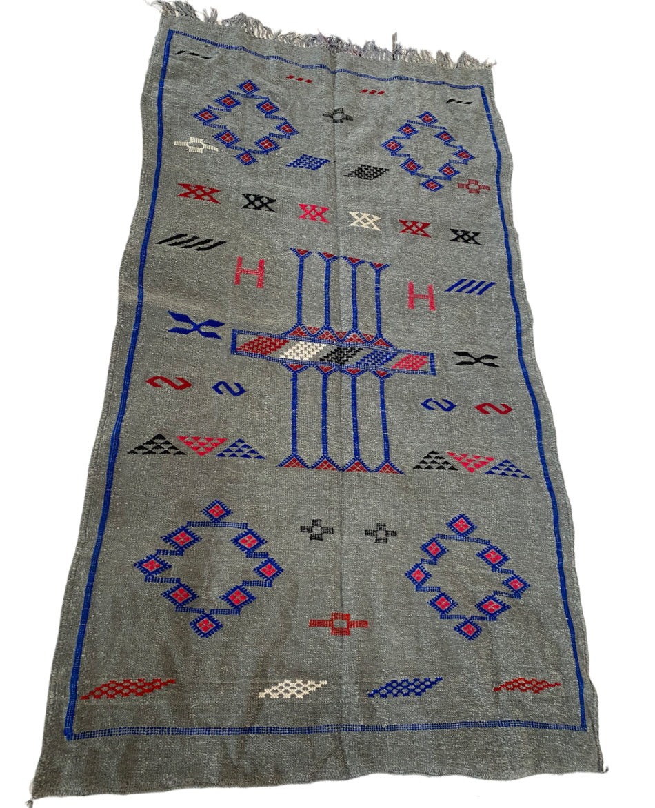 Flatweave Moroccan kilim rug gray 150 x 95 cm