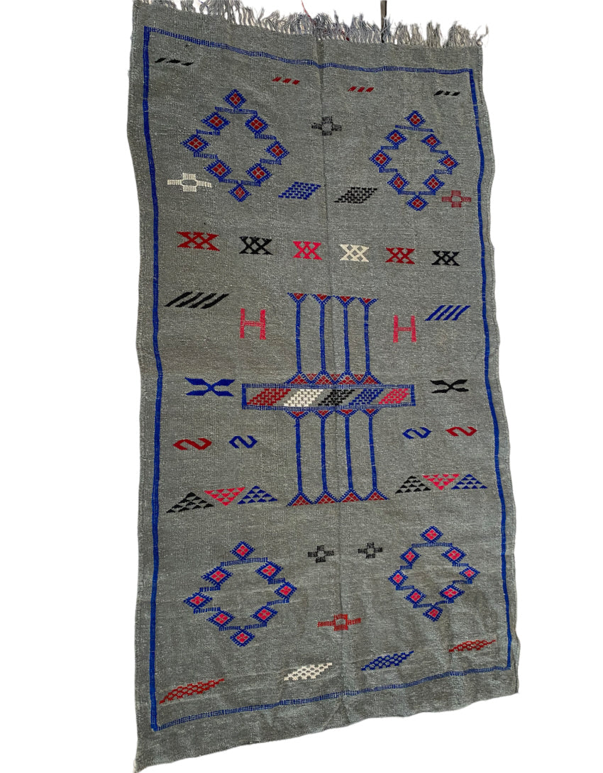 Flatweave Moroccan kilim rug gray 150 x 95 cm