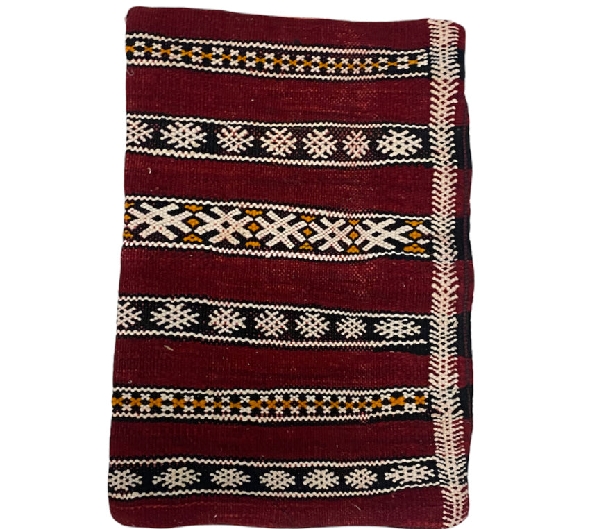 Marokkaanse berber kelim kussenhoes – vintage, handgeweven wol, 45 x 33 cm