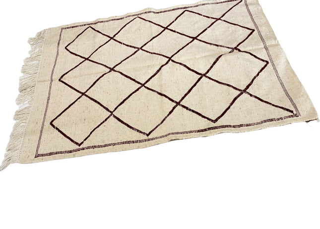 Marokkaanse kelim – handgeweven vloerkleed van 100% wol, 140 x 105 cm