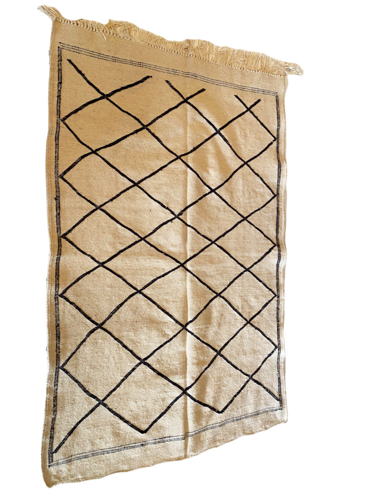 Marokkaans kelim vloerkleed – handgeweven van wol, 140 x 105 cm