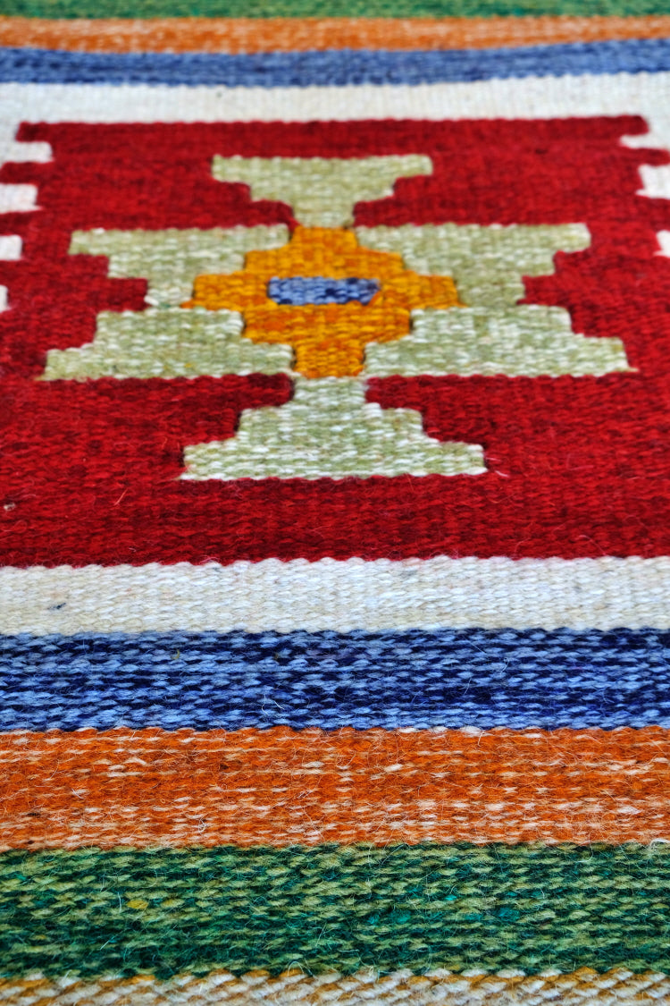 Handgeweven kelim vloerkleed 60 x 80 cm – 100% wol, klassiek patroon – foto 3