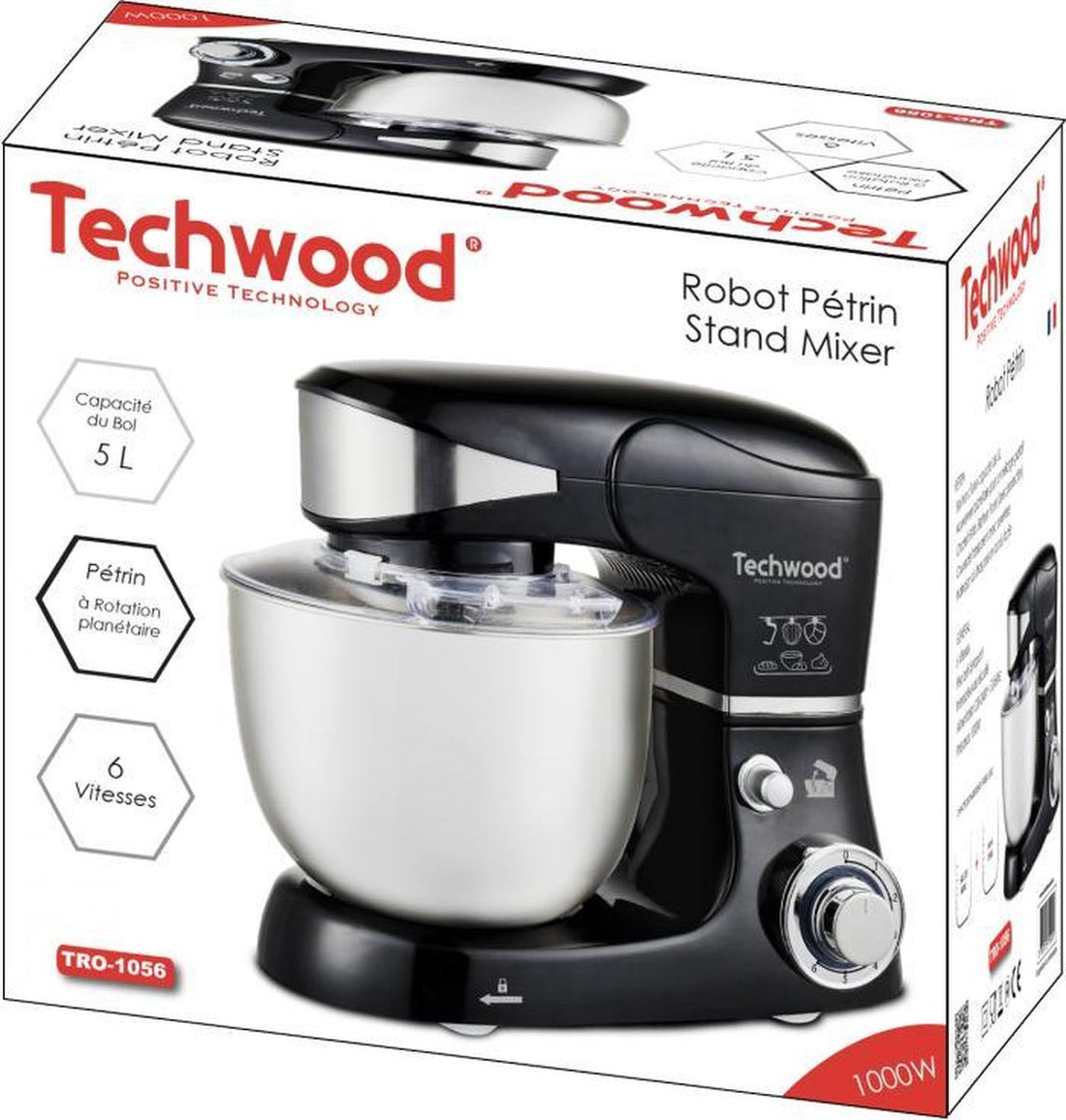 Techwood - Keukenmachine - Staande Mixer - 5 L - 1000 Watt