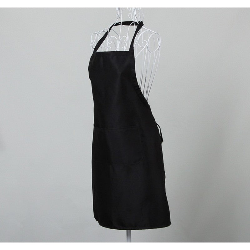 Black kitchen apron with pocket