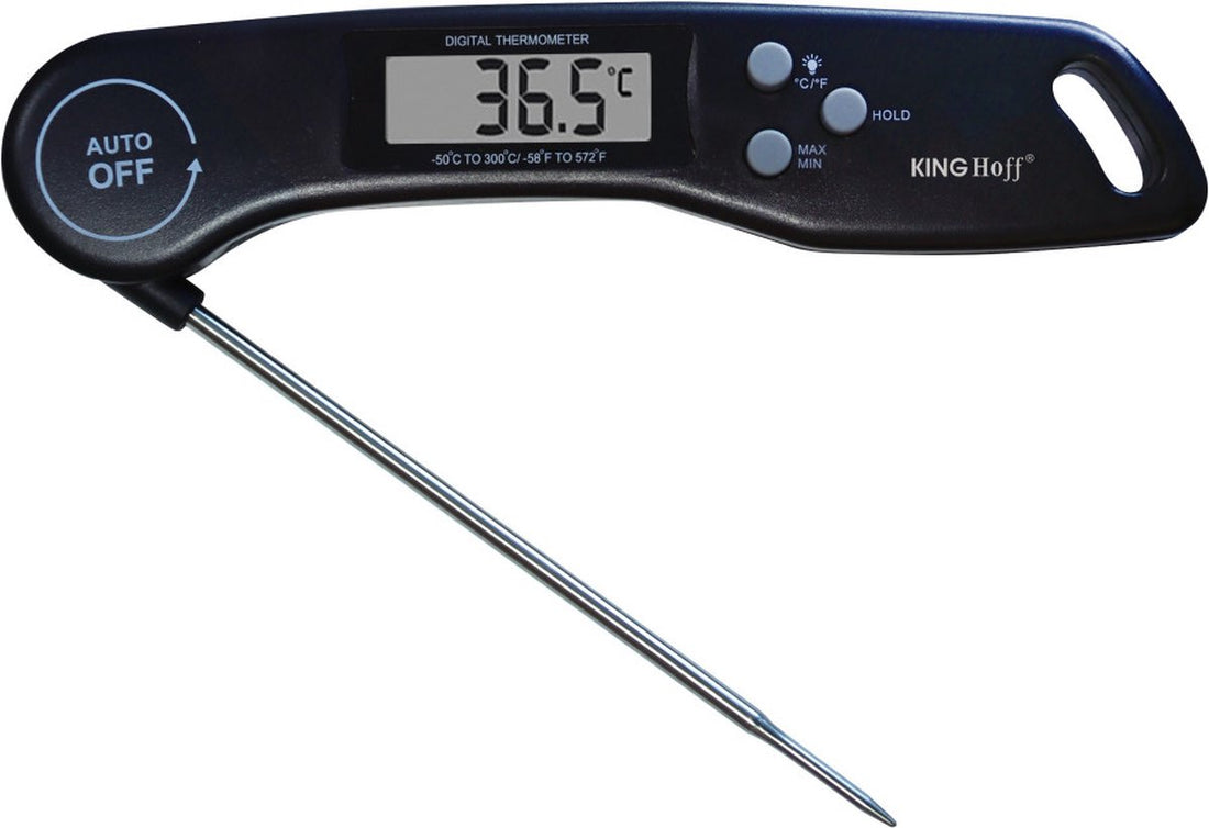 Kinghoff digitale keukenthermometer zwart – vleesthermometer met magneet