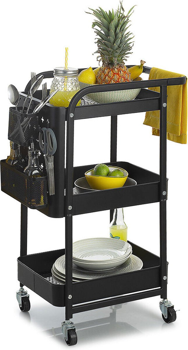 Kitchen trolley black incl. accessories