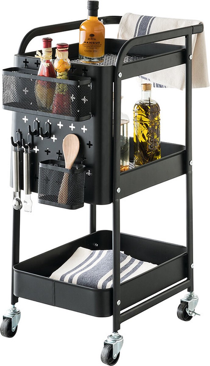 Kitchen trolley black incl. accessories