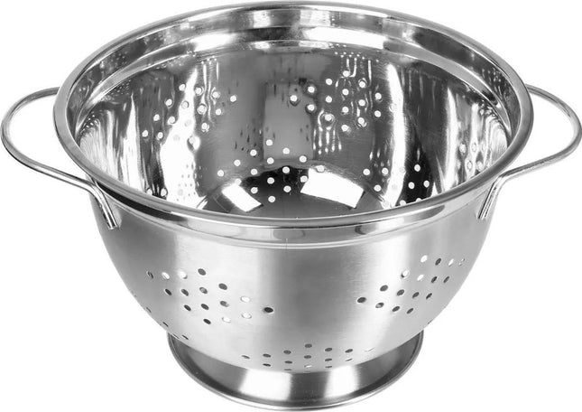 Edelstahl-Seiher auf Standfuß, silber, 25 x 15 cm - Küchensiebe