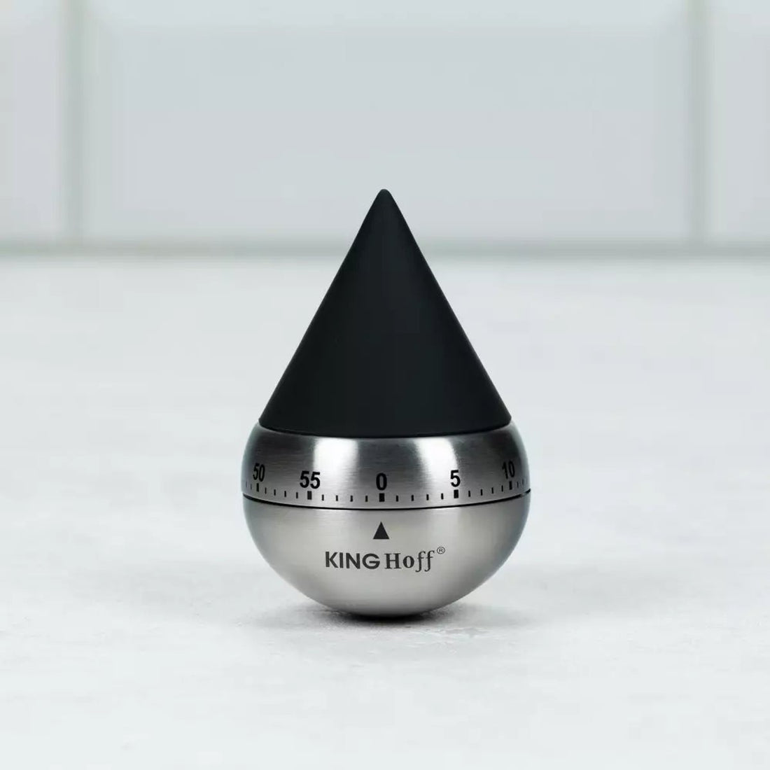Kinghoff Mechanical Kitchen Timer - Stainless Steel, 60-Minute Timer, Ø62 x 92 mm - Stylish and Durable Kitchen Accessory - Cooking Timer